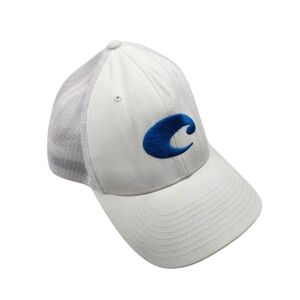 Costa White and Blue Swim Cap with‎ Signature Wave Design